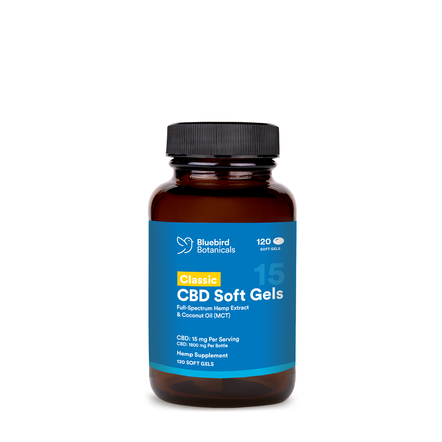 Classic CBD Oil Soft Gels Concentrated CBD Capsules Bluebird Botanicals 120 count - $89.95