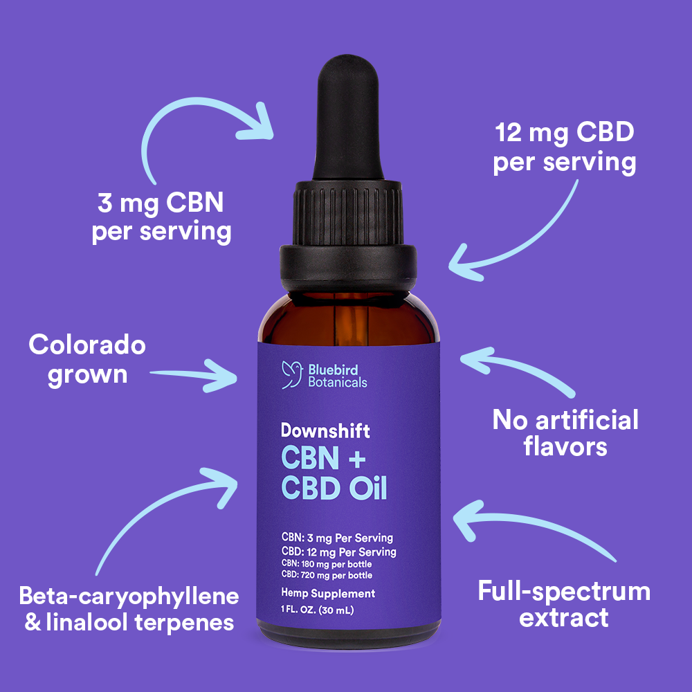 Downshift CBN + CBD Oil For Sleep Bluebird Botanicals