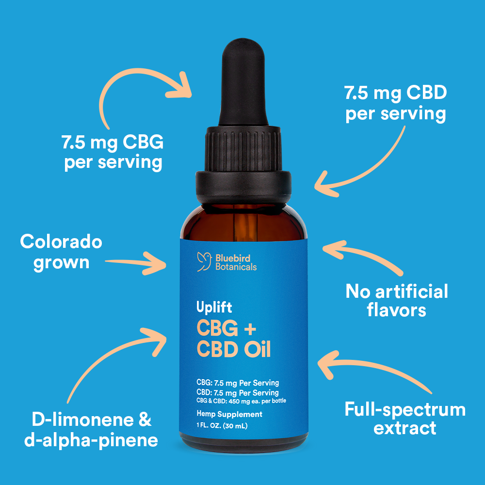 Uplift CBG + CBD Oil Hemp Extract Oil Bluebird Botanicals