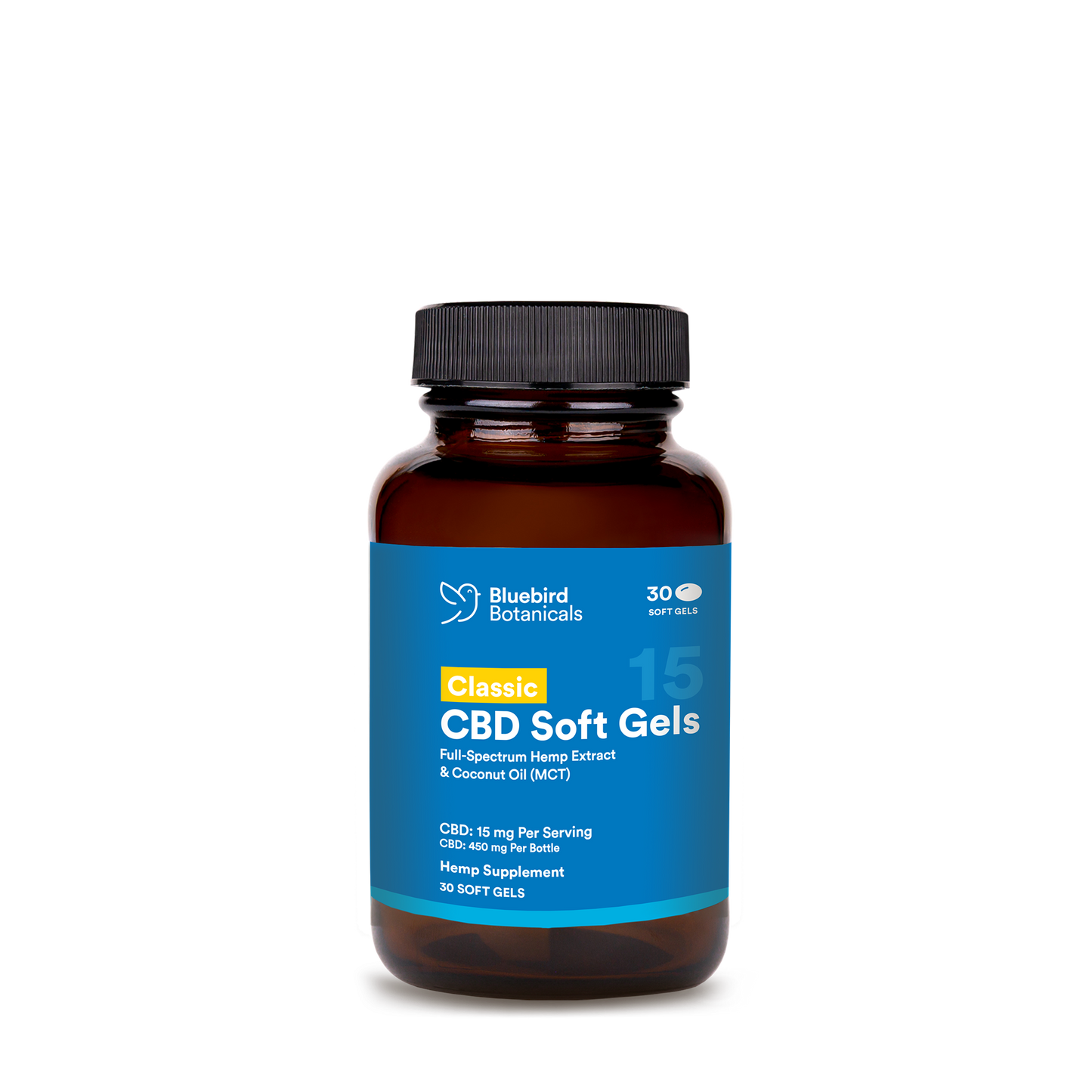 Classic CBD Oil Soft Gels Concentrated CBD Capsules Bluebird Botanicals 30 count - $29.95