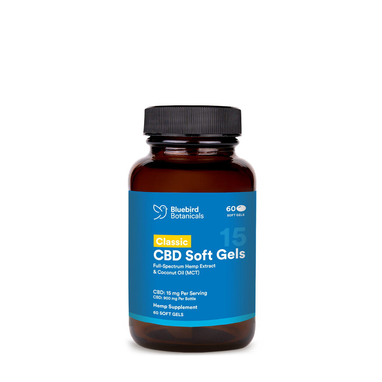 Classic CBD Oil Soft Gels Concentrated CBD Capsules Bluebird Botanicals 60 count - $49.95