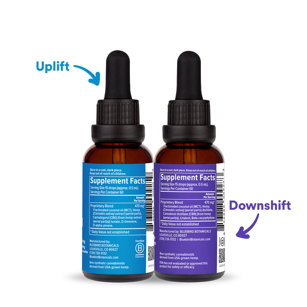 AM/PM CBD Bundle - Uplift + Downshift Bluebird Botanicals