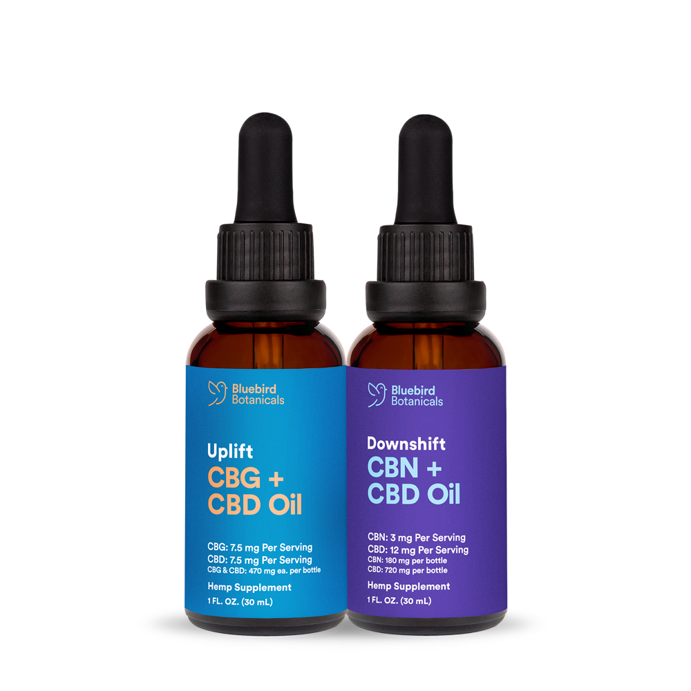 AM/PM CBD Bundle - Uplift + Downshift CBD Oils Bluebird Botanicals Two 1 oz Bottles - $79.95